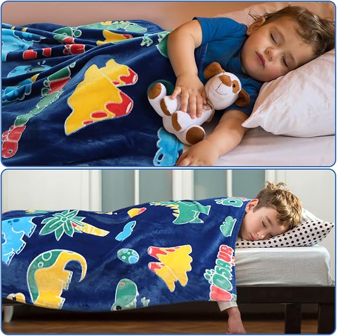 Glow in The Dark Dinosaur Blanket Gifts for 1-10 Year Old Boys Girls ,Dino Soft Kids Blankets,Dino Party Blankets,Luminous Toys Birthday Christmas Halloween Thanksgiving Easter Gifts,60 x 50in