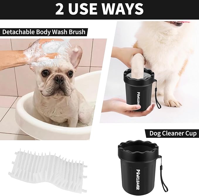 Dog Paw Cleaner, Washer, Muddy Pet Foot Cleaner for Small Medium Large Breed Dogs/Cats (with 3 absorbent towel) (Black, Small)