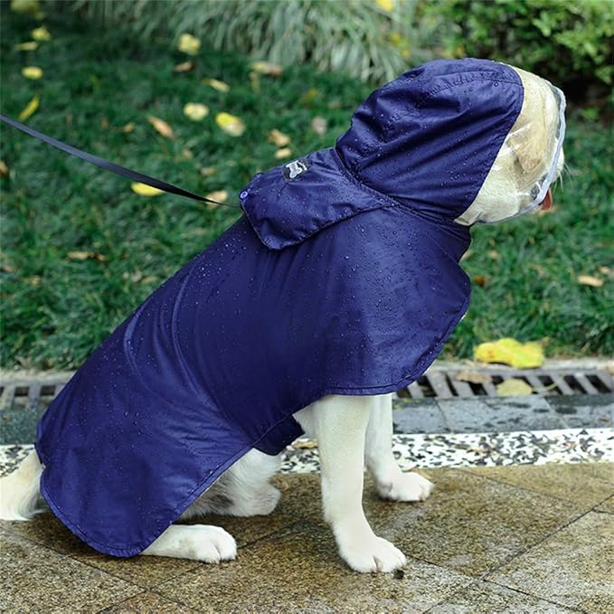 Pet Raincoat Packable Hooded Dog Rain Jacket Reflective Strips Lightweight Adjustable Poncho for Small Medium Large Dogs Blue S