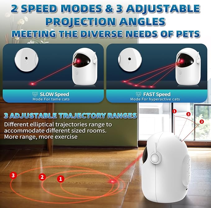 Laser Cat Toys for Indoor Cats, [2025 Newly Upgraded] Automatic Laser Pointer Interactive Cat Toys for Bored Indoor Adult Cats/Kittenes/Dogs, Real Trajectory Motion Activated Laser Cat Toy