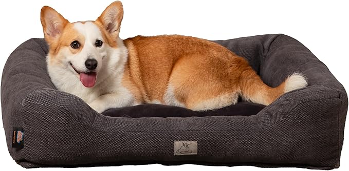 Furry's Paradise Cuddler Waterproof Bolster Pet Bed with Recycled Fibers and Non-Slip Bottom. (Dark Gray, Medium)