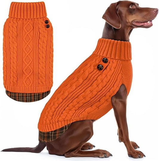 KYEESE Dog Sweater Stretchy Knitwear Medium Dogs Sweater with Gingham Patchwork Soft Pullover Dog Sweaters for Medium Dogs Girl Comfy Pet Coat for Fall Winter Cold Weather