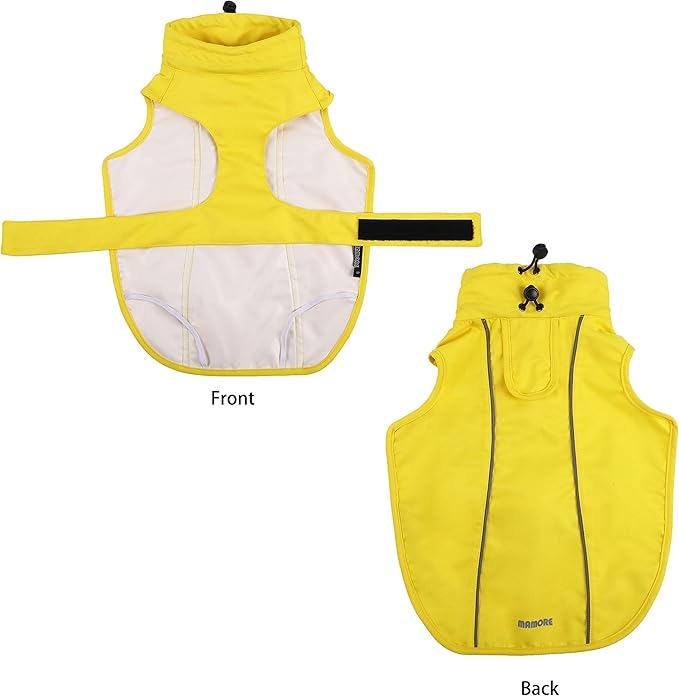 Adjustable Waterproof Dog Raincoat for Dogs,Lightweight Pet Rain Jacket Puppy Clothes with Reflective Strip for Small Medium Large Dogs (Yellow, Large)