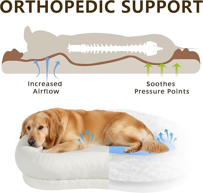 Orthopedic Dog Beds for Large Dogs, High-Density Foam Support Pet Bed with Cloud-Like Bolster Sides, Non-Slip Bottom, Washable Removable Cover, Pet Couch Bed for Medium Large Dogs