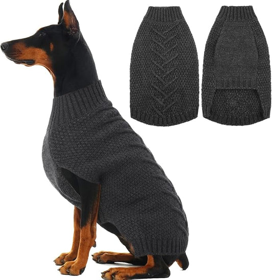 IECOii Dog Sweaters for Large Dogs, XXL Dog Sweater Warm Pullover Vest for Winter, Knitted Sweatshirt for Extra Large Dogs Boy Girl, Labradors, Pitbull Sweaters, Darkgrey - 2XL