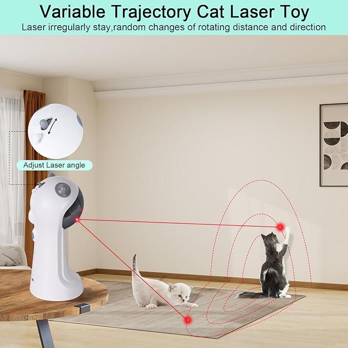 TBTeek Cat Toy Automatic Motion-Activated, USB Rechargeable, 5 Fun Patterns, Random Rotating Trajectory, 4 Speed Modes, Adjustable Light Angles for Indoor Cat Kitten Dog