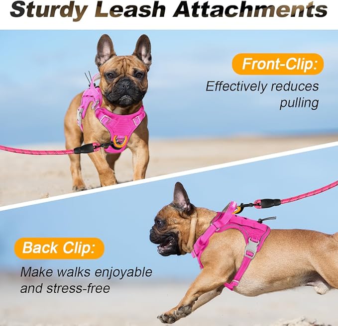 BARKBAY Service Dog Vest Tactical Dog Harness Medium Large Sized Dog Tags Personalized No Pull Adjustable Harness Reflective K9 Working Training Easy Control Military Molle System(Pink,S)