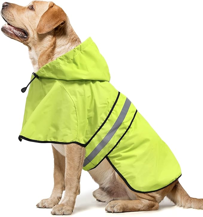 Dog Raincoat Hooded - Adjustable Lightweight Pet Slicker Poncho Rain Coat, Safety Reflective Dog Rain Jacket Raincoats with Leash Hole for Small, Medium, Large Dogs (Medium, Green)