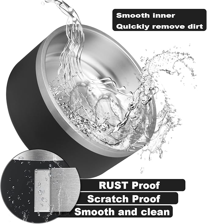 Custom Personalized Dog & Cat Bowls - Stainless Steel Non-Slip Water & Food Dishes - Easy to Clean, Dishwasher Safe - Small, Medium, Large Sizes (Black)