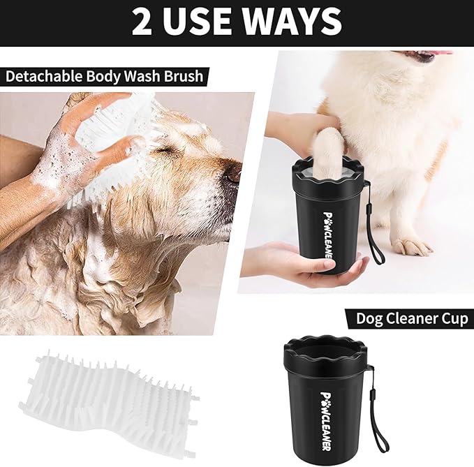 Dog Paw Cleaner, Washer, Muddy Pet Foot Cleaner for Small Medium Breed Dogs/Cats (with 3 absorbent towel) (Black, Medium)