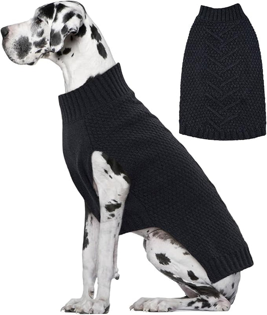 IECOii Big Dog Sweater, XXXXL Dog Sweaters for Extra Large Dogs, Cold Weather Winter Sweaters for Large Size Dogs, Warm Fall Knitwear, Doberman,Great Dane Sweater, Darkgrey - 4XL