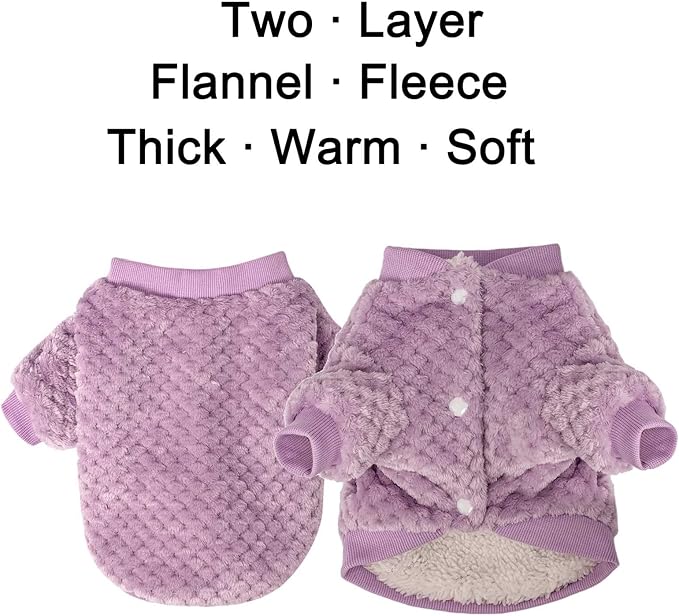 POMIU Dog Sweater, Dog Sweaters for Small Medium Dogs or Cat, Warm Soft Flannel Pet Clothes for Dogs Girl or Boy, Dog Shirt Coat Jacket (Coat Pink+Purple, X-Large)