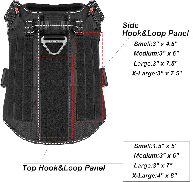 ICEFANG Tactical Dog Harness, X-Large Size,2X Metal Buckle,Working Dog MOLLE Vest with Handle,No Pulling Front Leash Clip,Hook and Loop Panel (Black,XL (Pack of 1))