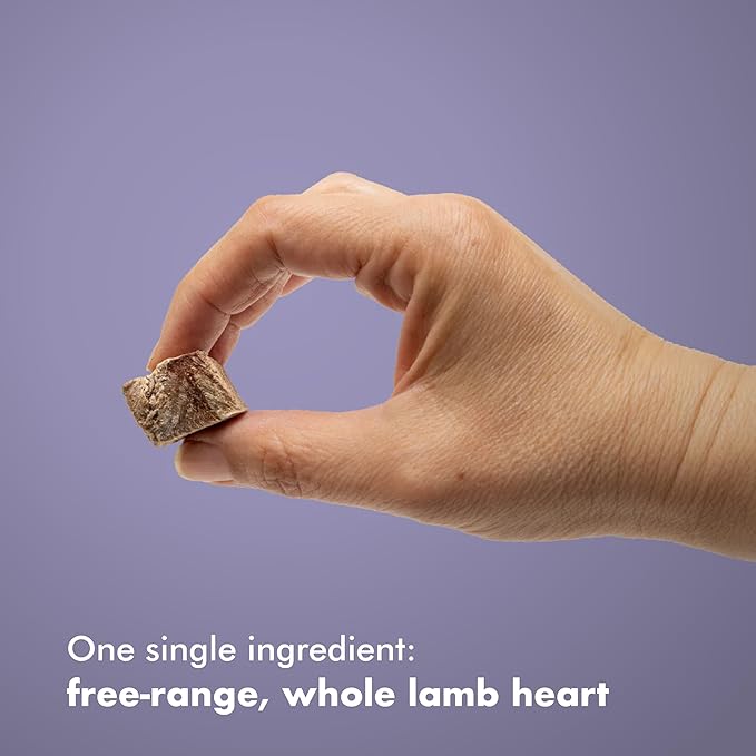 King Lou Pets - Lamb Hearts for Dogs and Cats - USA-Made Freeze Dried Lamb Dog Treats - Taurine, Zinc, and Iron - 1lb Prior to Freeze-Drying