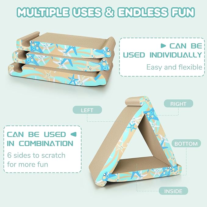 Cat Scratch Pad- 3 in 5 Corrugated Cardboard Cat Scratcher for Indoor Cats, Professional Cat Scratching Board for Adult Cats, Catify Cat Scratcher Pads with Catnip