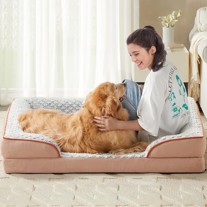 Orthopedic Dog Bed for Medium Dogs, Egg Crate Foam Bed for Medium Dogs, Equipped with Removable Waterproof Pillow Cover and Anti-Slip Bottom, Pet Bed