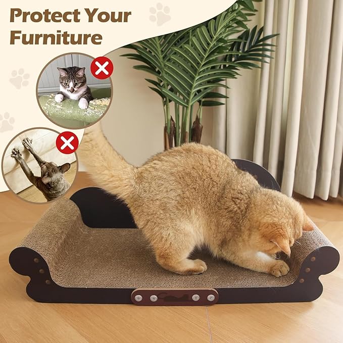 ComSaf Large Cat Scratcher Bed - 26" Cat Scratching Board Cat Couch Scratcher Cardboard, Durable Scratch Lounge Bed, Long Lasting Scartching Pads for Indoor Cats, Furniture Protector