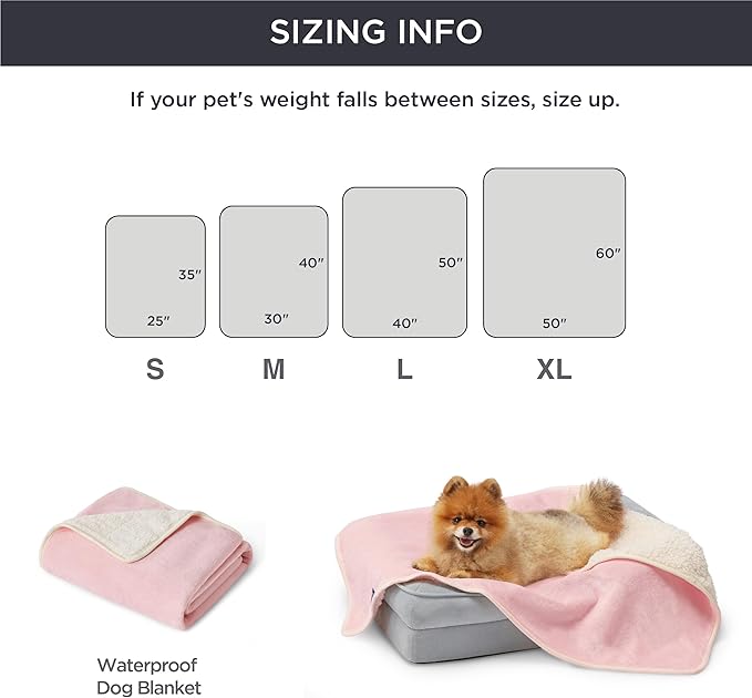 Bedsure Waterproof Dog Blankets for Extra Large Dogs - XL Cat Blanket Washable for Couch Protection, Sherpa Fleece Puppy Blanket, Soft Plush Reversible Throw Furniture Protector, 50"x60", Pink