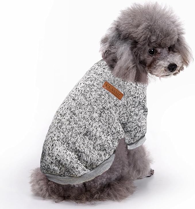 Jecikelon Dog Clothes Dogs Sweater Soft Puppies Clothing Winter Puppy Sweaters Warm Outfit for Dogs Small XXS XS Cat Apparel (Grey, XXS)