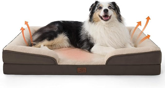 Bedsure XL Self Warming Orthopedic Dog Bed for Extra Large Dogs - Washable XLarge Dog Bed Waterproof, Comfort Pet Couch with Removable Cover, Supportive Foam Pets Sofa with Nonskid Bottom, Brown