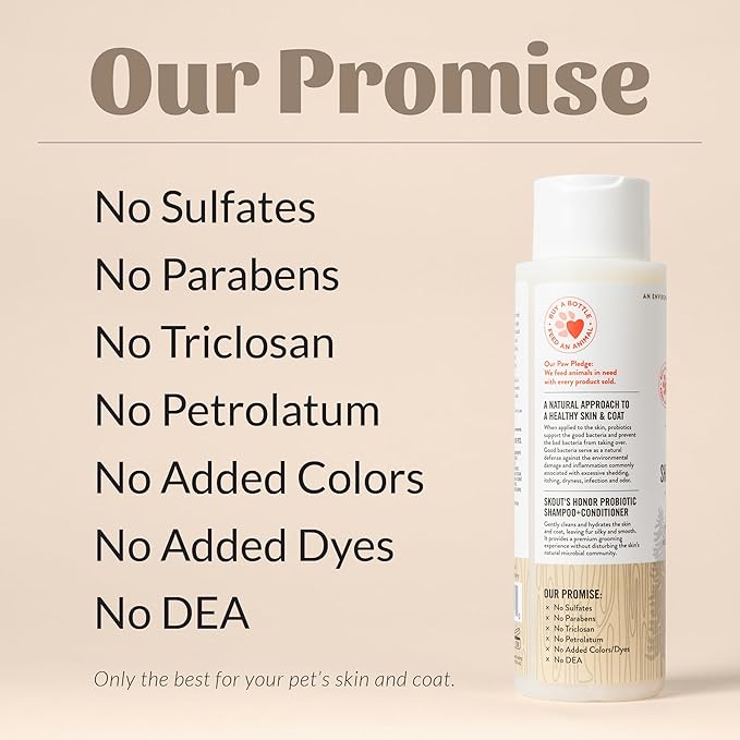 Skout's Honor Probiotic Pet Shampoo & Conditioner with Avocado Oil & Omega-3s, 97% Natural, Paraben & Sulfate-Free, Cruelty-Free, 16oz, Dog of The Woods, 2-Pack