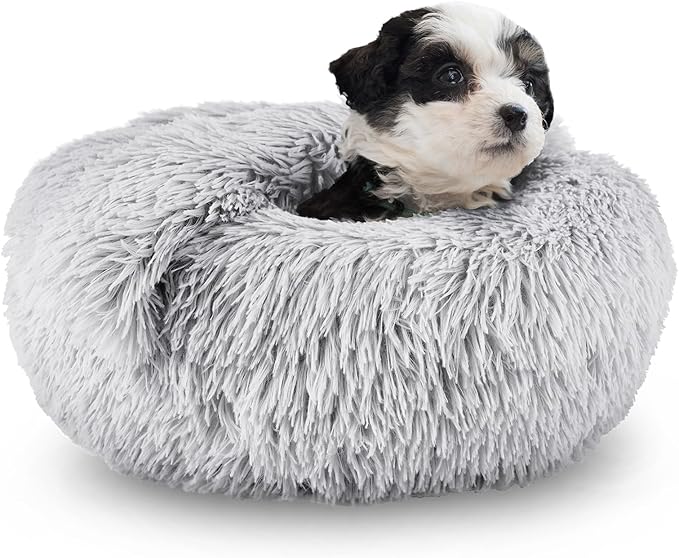 ShinHye Round Plush Fluffy Hooded Cat Bed Cave, Cozy for Indoor Cats or Small Dogs, Waterproof Bottom, Washable