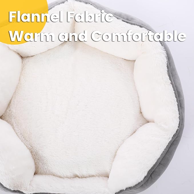 Heated Cat Bed Indoor for Cats & Small Dogs - Winter Warm Plush Round Pets Heating Bed, Ultra-Soft Velvet & Cotton Thermal Heated Dogs Bed for Cold Weather, Overheat Protection for Pets (20x20 Inch)