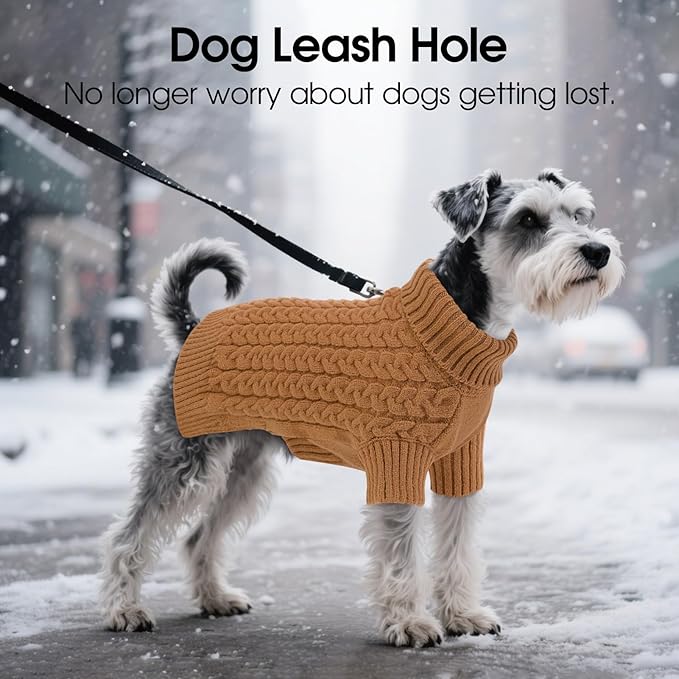 SAWMONG Dog Sweater, Dog Sweaters for Large Dogs Girls Boys, Pullover Turtleneck Knitted Doggy Sweatshirt, Cold Weather Pet Clothes（Khaki, 2X-Large