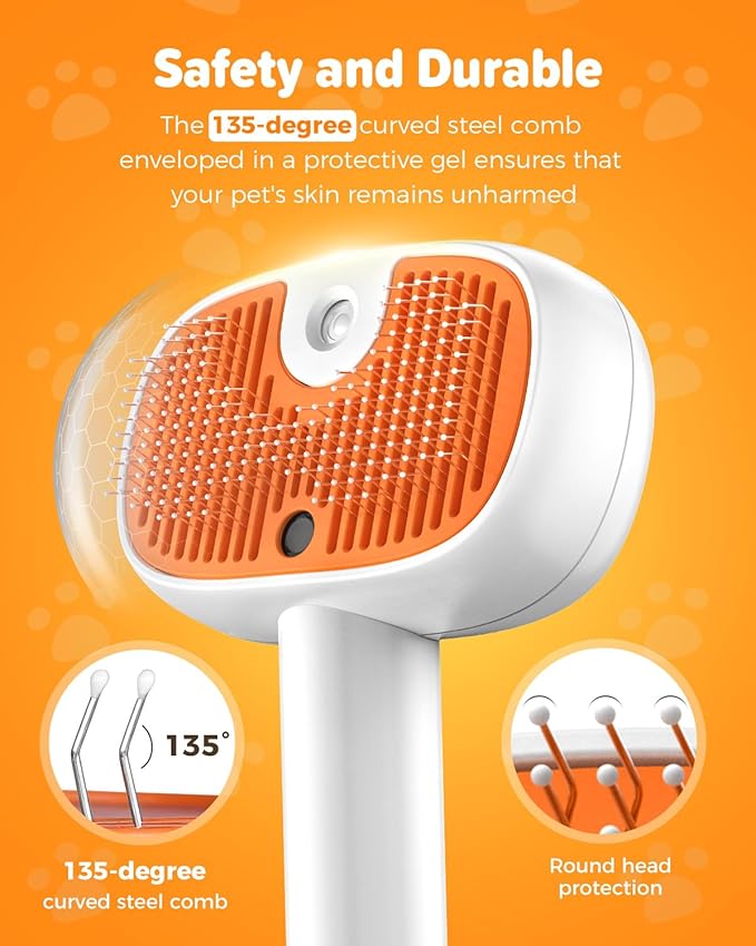 Pet Steam Brush for Dog &Cat, 3-in-1 Self-Cleaning Dog Brush Pet Spray Hair Removal Comb, 2 Spray Modes Rechargeable Deshedding Dog Steam Spray Hair Brush for Shedding Massaging Cleaning (Green)