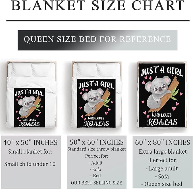 Koala Blanket Ultra Soft Flannel Throw Blanket Just a Girl Who Loves Koalas Blankets for Kids Adults Women Gifts 80"X 60"