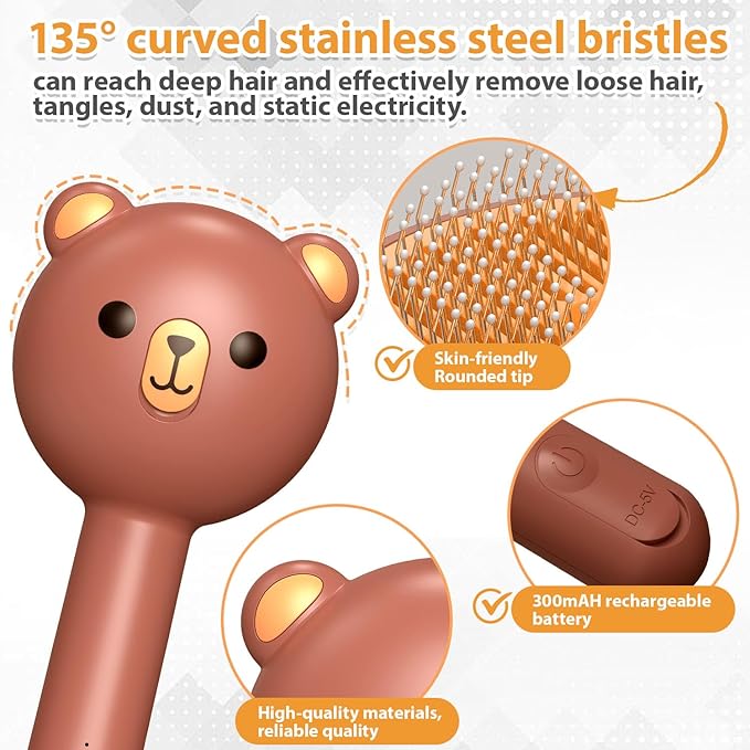 Cat Steam Brush with 2 Spray Levels & Release Button, 4-in-1 IPX7 Waterproof Water Brush for Shedding Grooming, Pet Hair Removal Comb for Long Short Haired Cats Dogs, Self Cleaning Slicker