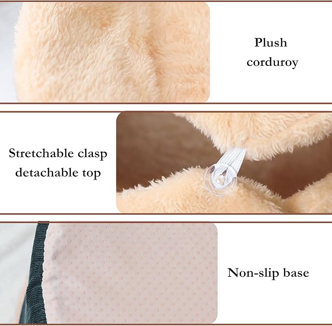 Cat Cave Bed – Plush, Warm & Calming Hideaway with Detachable Lid & Mat, Covered House for Indoor Kitten & Kitty (Snow)