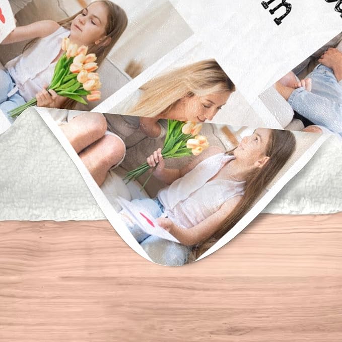Personalized Mom Blankets, Custom Photo Blanket, Personalized Blanket with Photo, Customized Picture Blankets, Personalized Birthday Gifts for Mom, Baby, Kid, Family