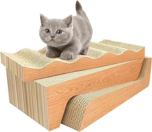 Cat Scratch Pad- 3 in 1 Corrugated Cardboard Cat Scratcher for Indoor Cats, Professional Cat Scratching Board for Adult Cats, Catify Cat Scratcher Pads with Catnip