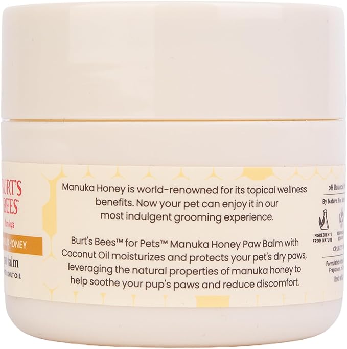BURT'S BEES FOR PETS Paw Balm for Dogs with Manuka Honey and Coconut Oil, Soothes Dry Dog Paws, Naturally Derived Ingredients, 1.76 Oz
