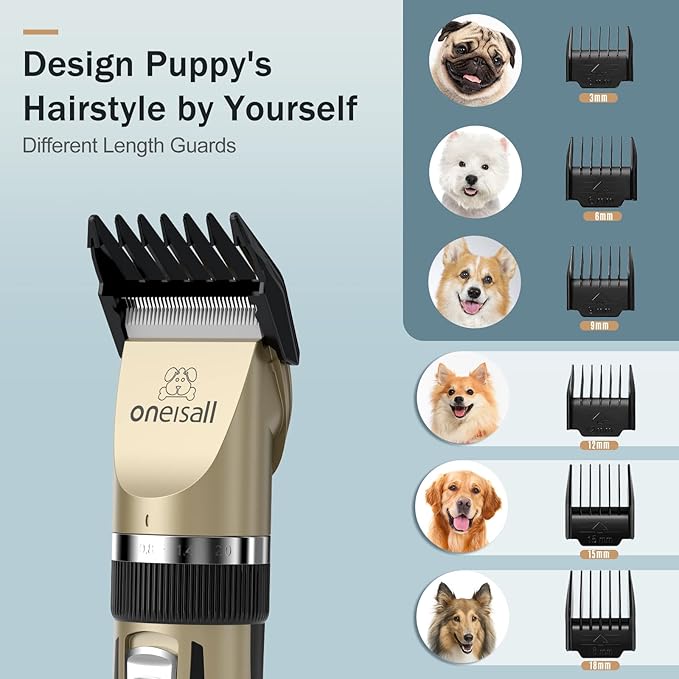 oneisall Dog Grooming Clippers and Paw Trimmer Kit 2 in 1 Quiet Cordless Dog Clippers for Grooming Pet Hair Paws Trimmers for Small Dogs Cats Animals
