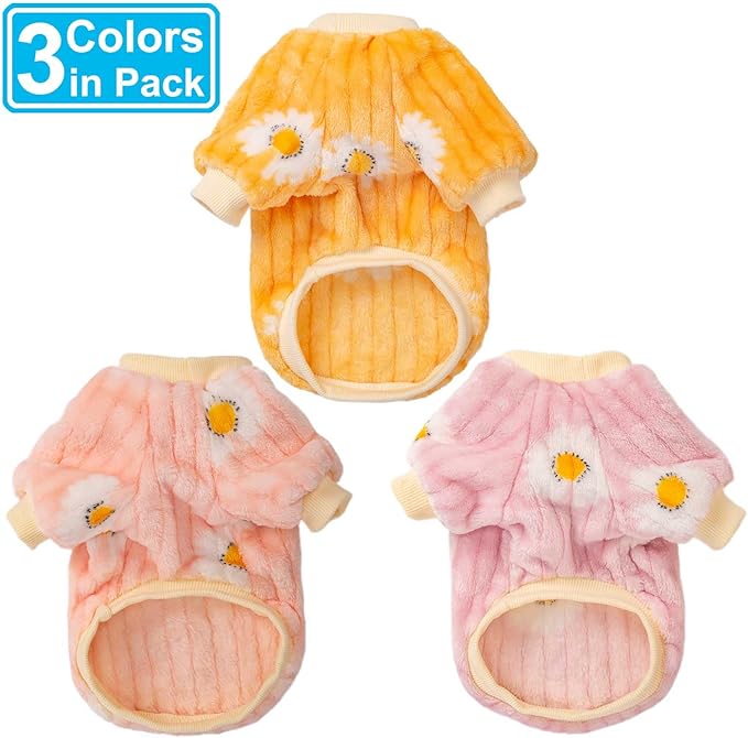 Dog Sweater, Dog Sweaters for Small Dogs, 2, 3 Pack Warm Soft Pet Clothes for Puppy, Medium Large Cat, Dogs Girl or Boy, Dog Shirt for Winter Christmas (Pink+Purple+Yellow, Medium)