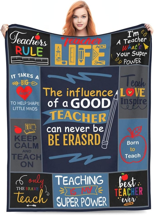 Teacher Throw Blanket, Appreciation Gifts for Teacher from Student, Lightweight Cozy Sofa Throw Blanket for Man Women, Retirement Teacher's Fleece Blanket Gifts 80"X60"