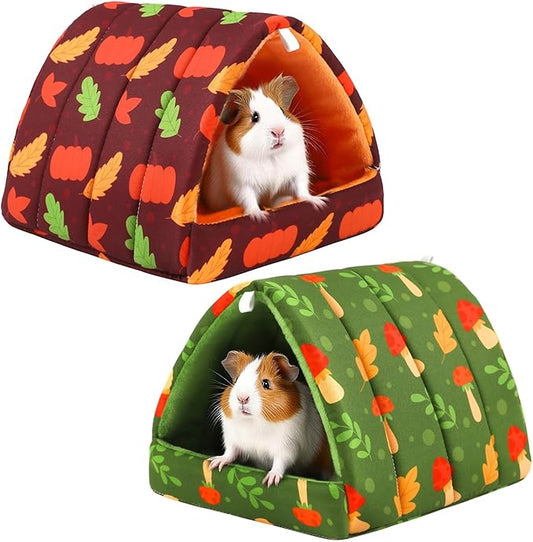 UPINS 2 Pack Guinea Pig Bed, Guinea Pig Hideout Washable Small Animal House Cage Accessories for Dwarf Rabbits Chinchillas Hamsters Hedgehogs Ferrets Bearded Dragons and Rats