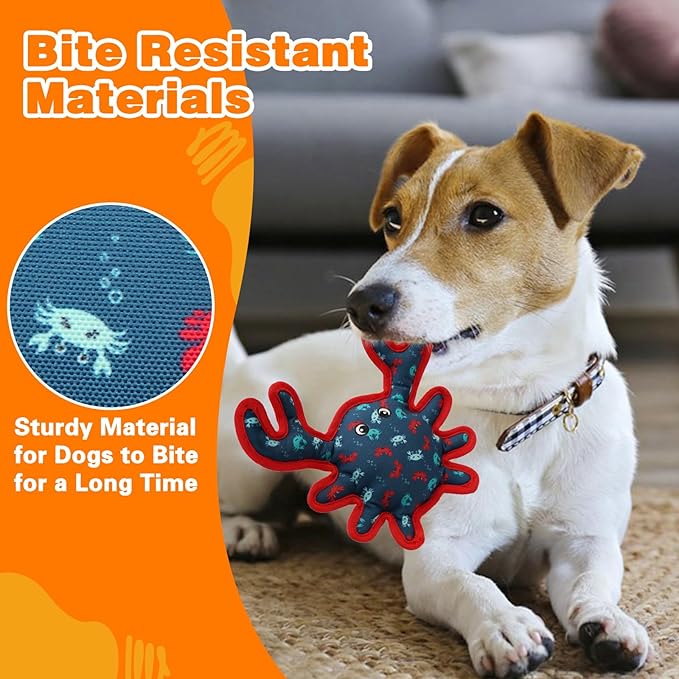 Squeaky Dog Toys, Sturdy Dog Toys for Dogs Indoor Play, Cute Crab Interactive Toy for Small and Medium Dogs