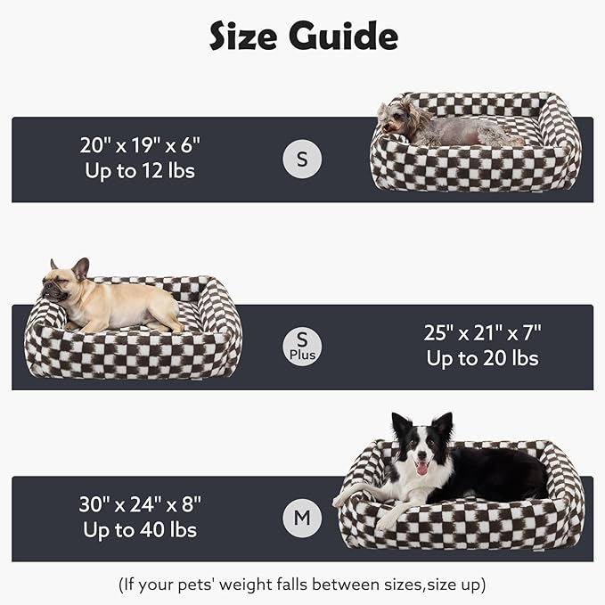 JOEJOY Dog Bed Medium Size Dog, Rectangle Washable Orthopedic Corduroy Fleece Pet Bed with Removable Zipper Cover, Cute Soft Calming Puppy Bed with Non Skid Bottom