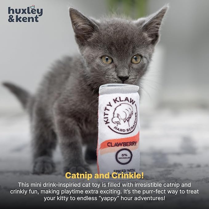 Huxley & Kent Plush Cat Toy - Interactive Catnip Toy for Cats & Kittens - Soft Kitty Toy with Crinkle & Catnip - Fun Indoor Play Toy - Kitty Klaw Clawberry