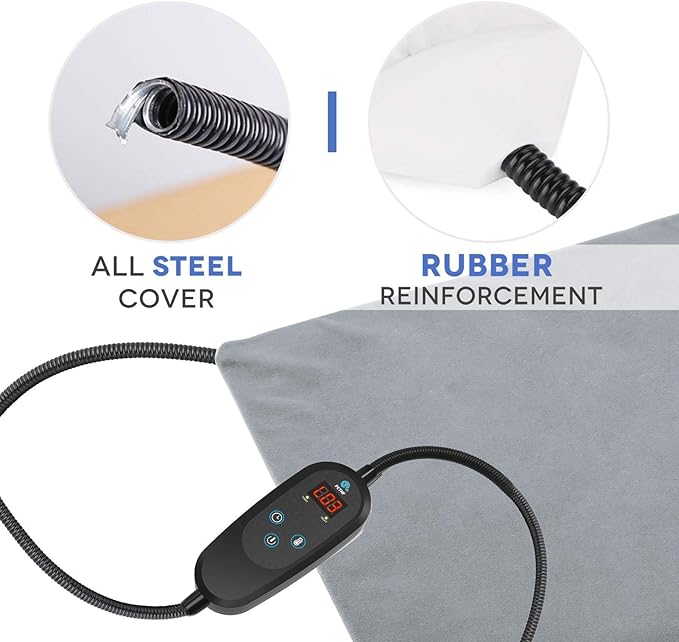 PETNF Pet Heating Pad Temperature Adjustment Anti-bite Puppy Heating with Timer Cat Dog Pad Indoor Waterproof Pet Warming Electric Heated Bed Mat for Small/Medium/Large Dog