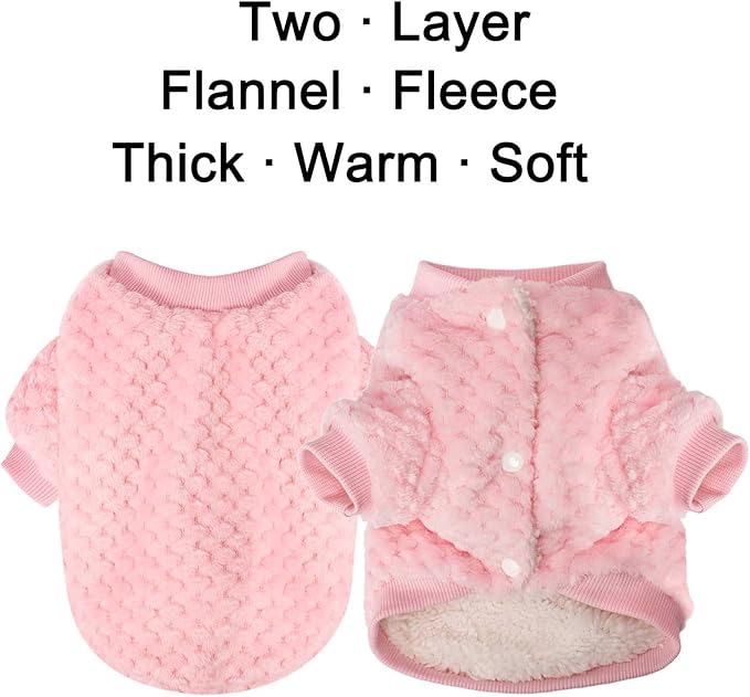 POMIU Dog Sweater, Dog Sweaters for Small Medium Dogs or Cat, Warm Soft Flannel Pet Clothes for Dogs Girl or Boy, Dog Shirt Coat Jacket (Coat Pink+Purple, XX-Small)