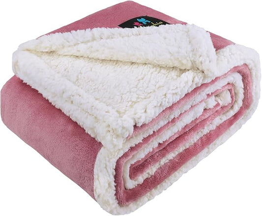Luciphia Waterproof Bed Blanket Washable,Soft Sherpa Fleece Puppy Reversible Throw Blankets for Small Medium Dog Cat,Furniture Cover Protector Couch from Liquid Pee and Pet Fur,Purple White,57" x 40"
