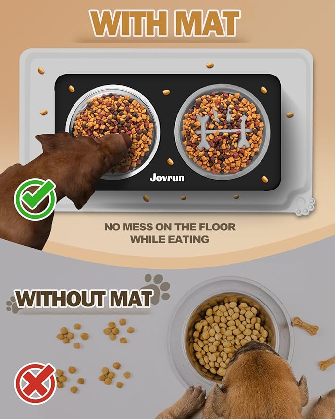 Elevated Dog Bowls, Dog Feeder with 2 Stainless Steel Dishes &1 Slow Feeder Bowl, 5 Heights Adjustable Raised Stand for Medium Large, Food Dishes with Non-Slip Feet