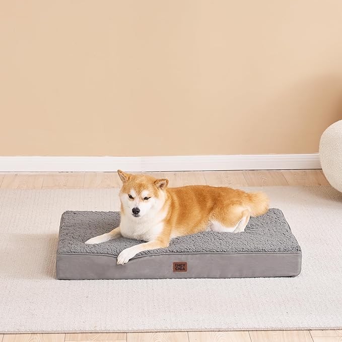 EHEYCIGA Orthopedic XXL Dog Beds for Jumbo Dogs with Removable Washable Cover,Light Grey, 50x36