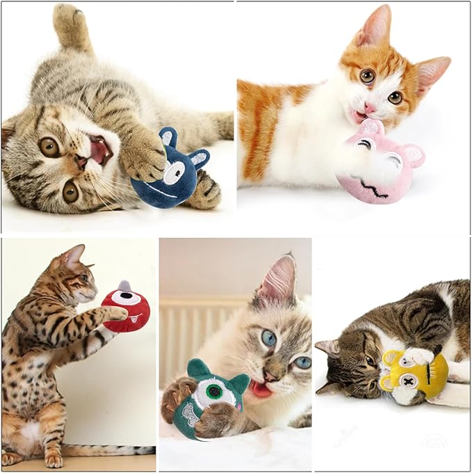 Catnip Toys for Small Cats 6 Pcs Xmas Kitten Chewing Toys Interactive Plush Cat Toy