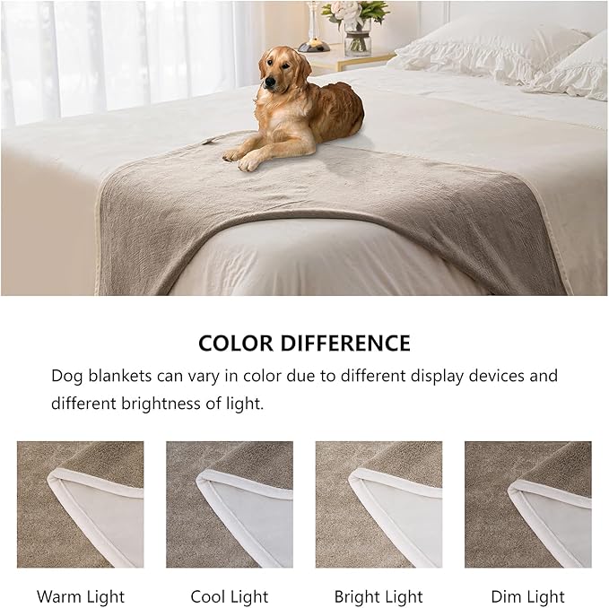 Waterproof Dog Blankets, Washable Pee Proof Pet Blanket for Couch, Soft Reversible Puppy Throw Furniture Protector Cover for Bed Sofa-52"x82",Beige+Khaki