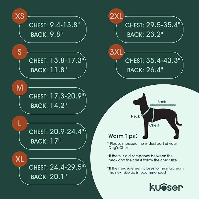 Kuoser Reversible Winter Coat, British Style Jacket for Medium and Large Dogs - Warm Windproof Puppy Cold Weather Clothes Vest, Blue L